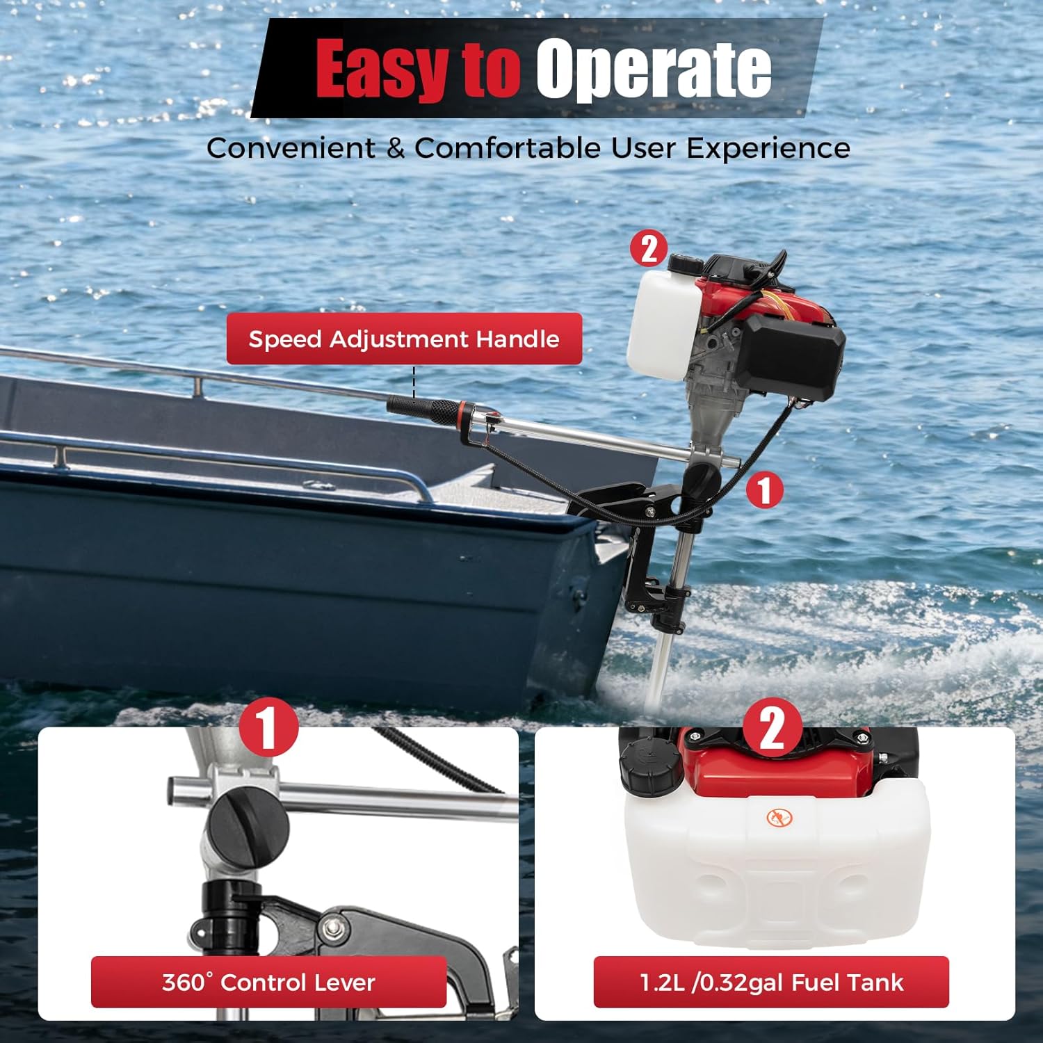 Fishing Boat Outboard Motor - Motore Fuoribordo 4HP, 4 Tempi 53.2CC,