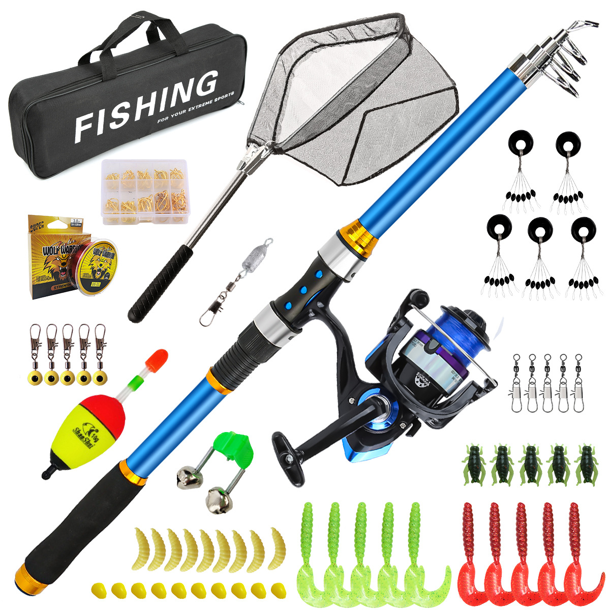 Fishing Boat Fiberglass - Set di canne da pesca telescopiche